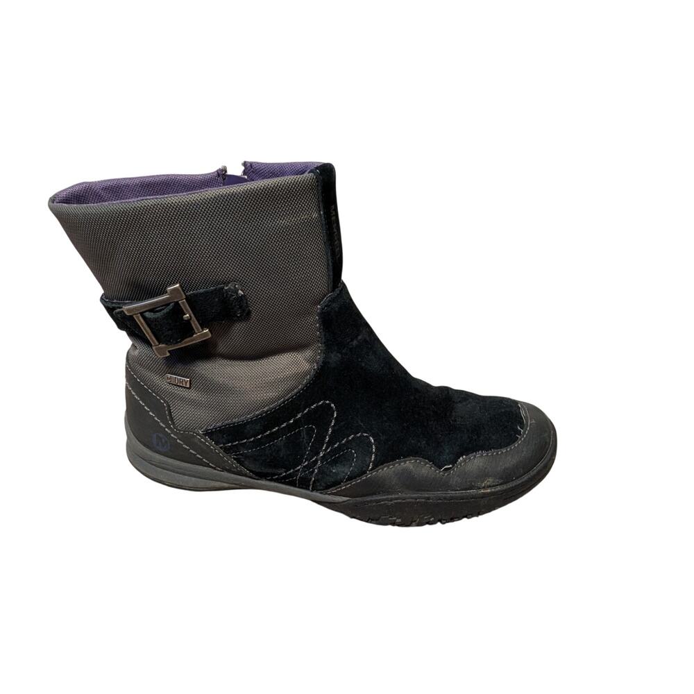 Merrell Albany Sky Boots Women Size 9.5 Black Gray Waterproof Suede Zip Ankle